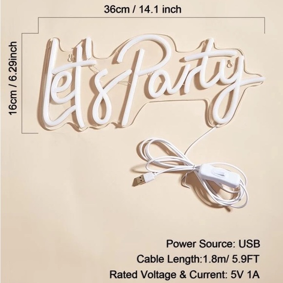 Let’s Party 1pc Slogan Shaped LED Neon Light - Picture 5 of 6